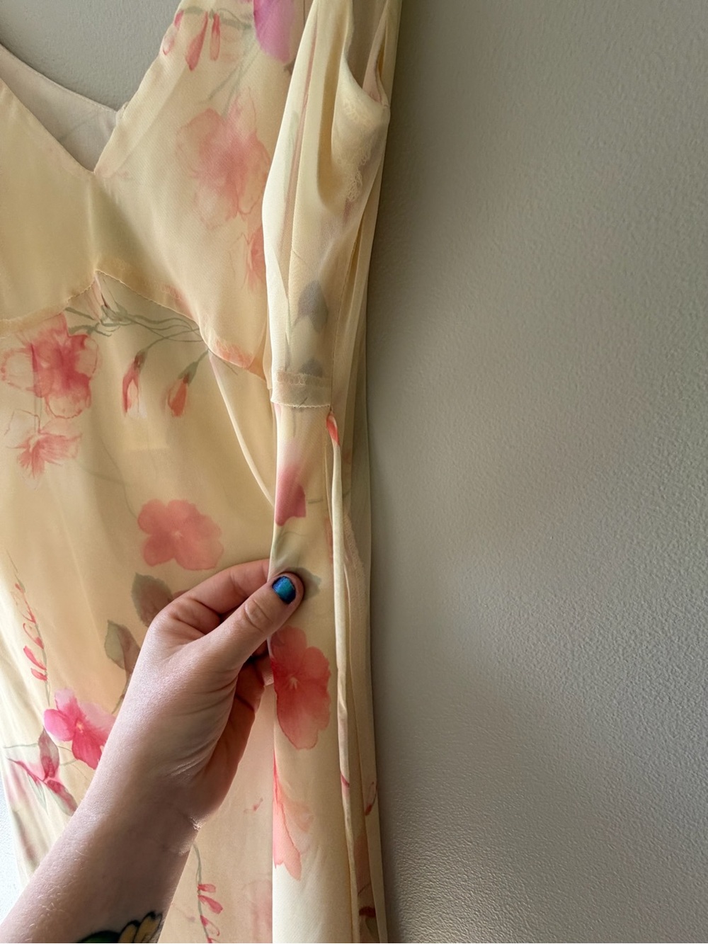 Studio Y Cream Slip Dress with Pink Floral Print - Picture 6 of 9